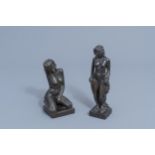 Halil Faik (1940): Two naked ladies, patinated bronze, ed. 2/7 and 2/8