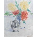 Louis Thevenet (1874-1930): Still life with chrysanthemums, oil on canvas, dated 1925