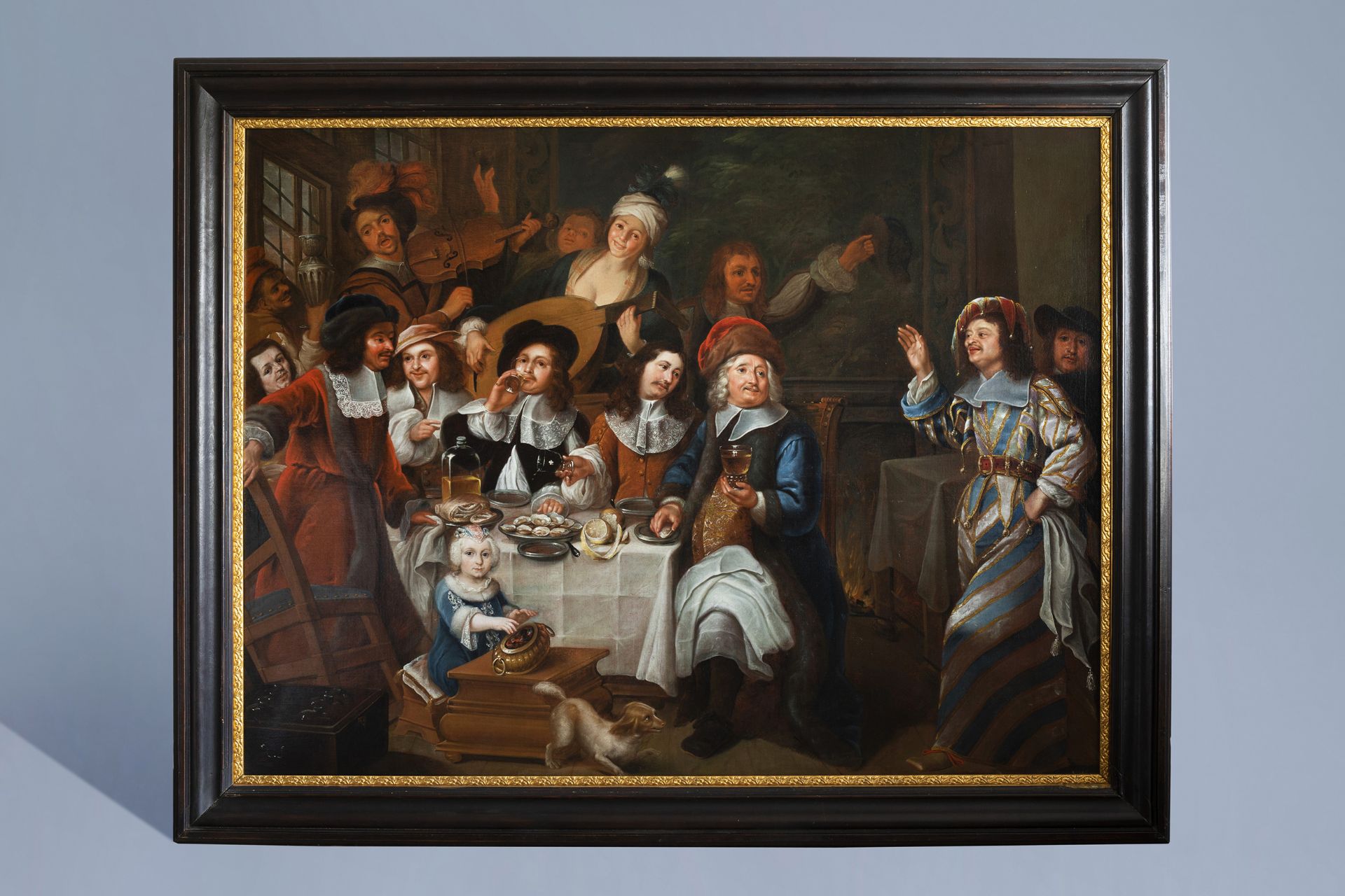 Dutch school: The lavish feast, oil on canvas, 17th C. - Image 2 of 8