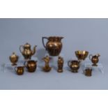 A varied collection of English monochrome copper lustreware items, 19th C.