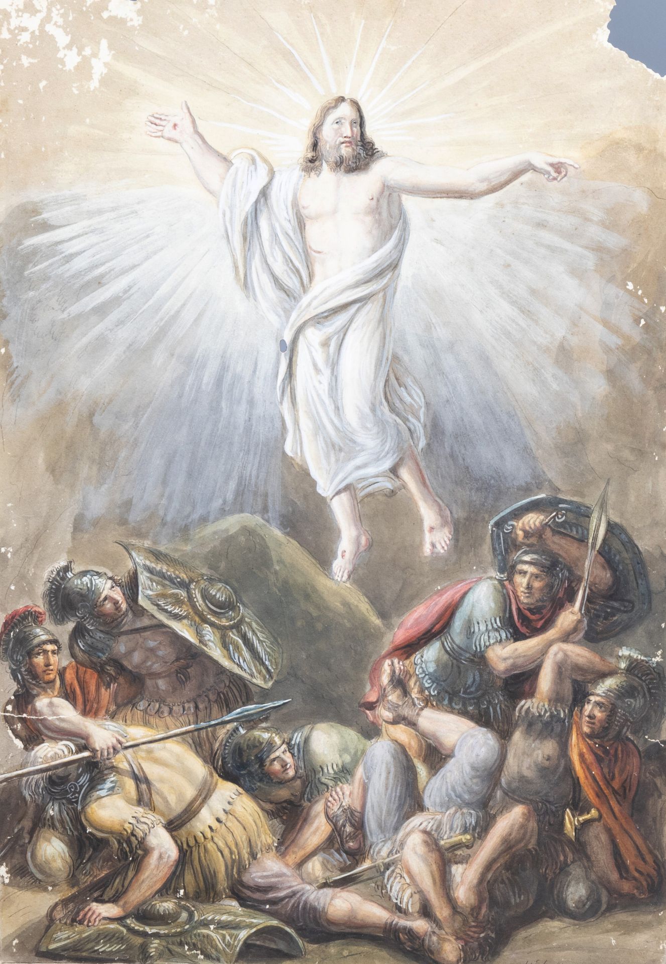 Luigi Ademollo (1764-1849): The resurrection of Christ, watercolour on paper, dated 1837