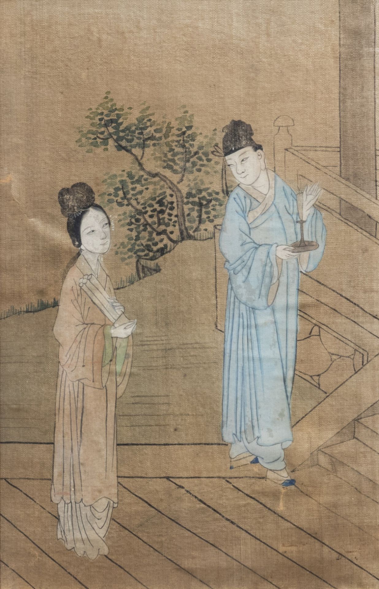 Chinese school, ink and colours on silk and pith paper, 18th/19th C.: Various paintings with figures - Image 12 of 12