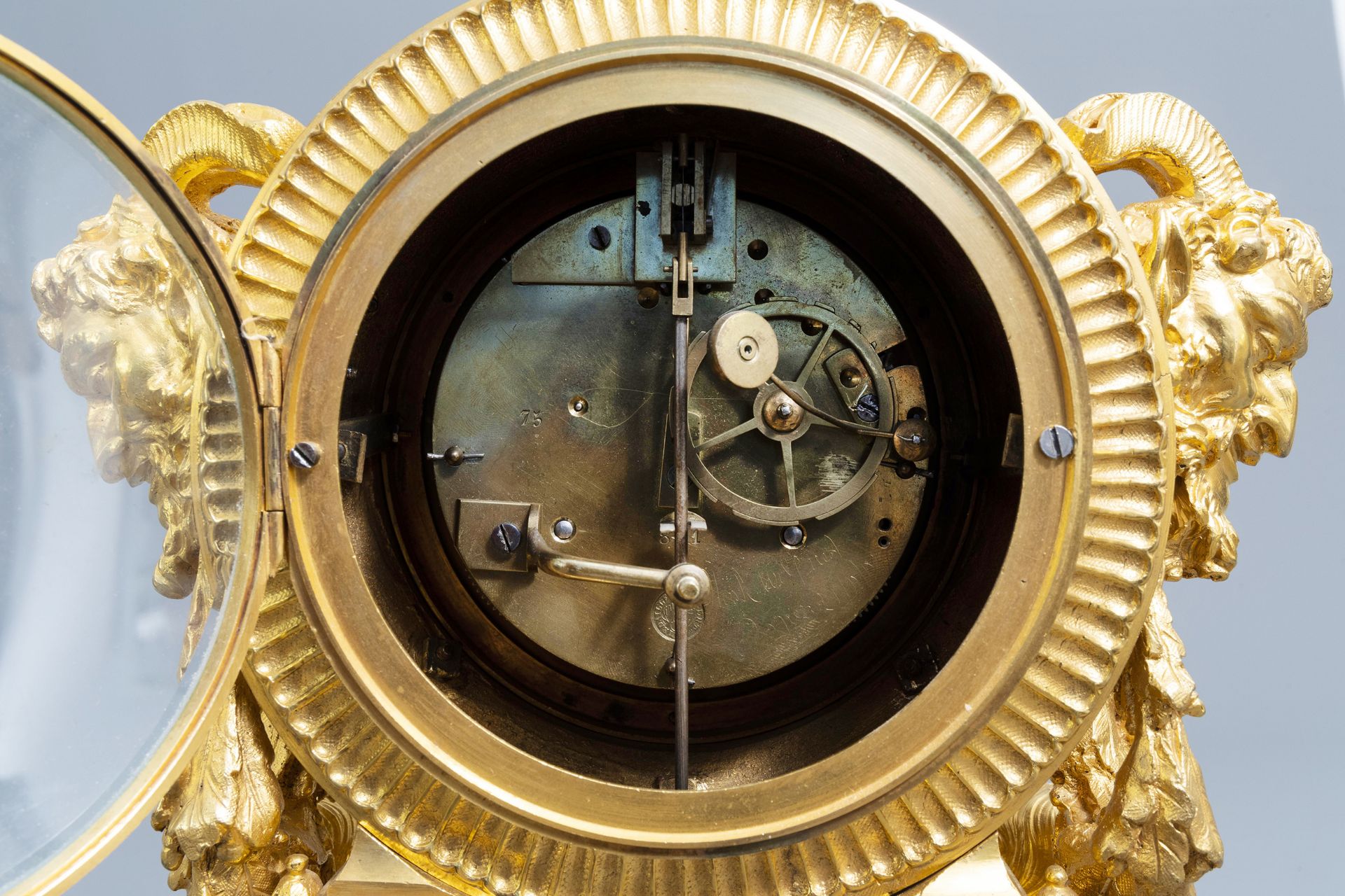 A French gilt bronze mounted Sevres style clock and a pair of Louis XV style candelabra, 19th C. - Image 15 of 23