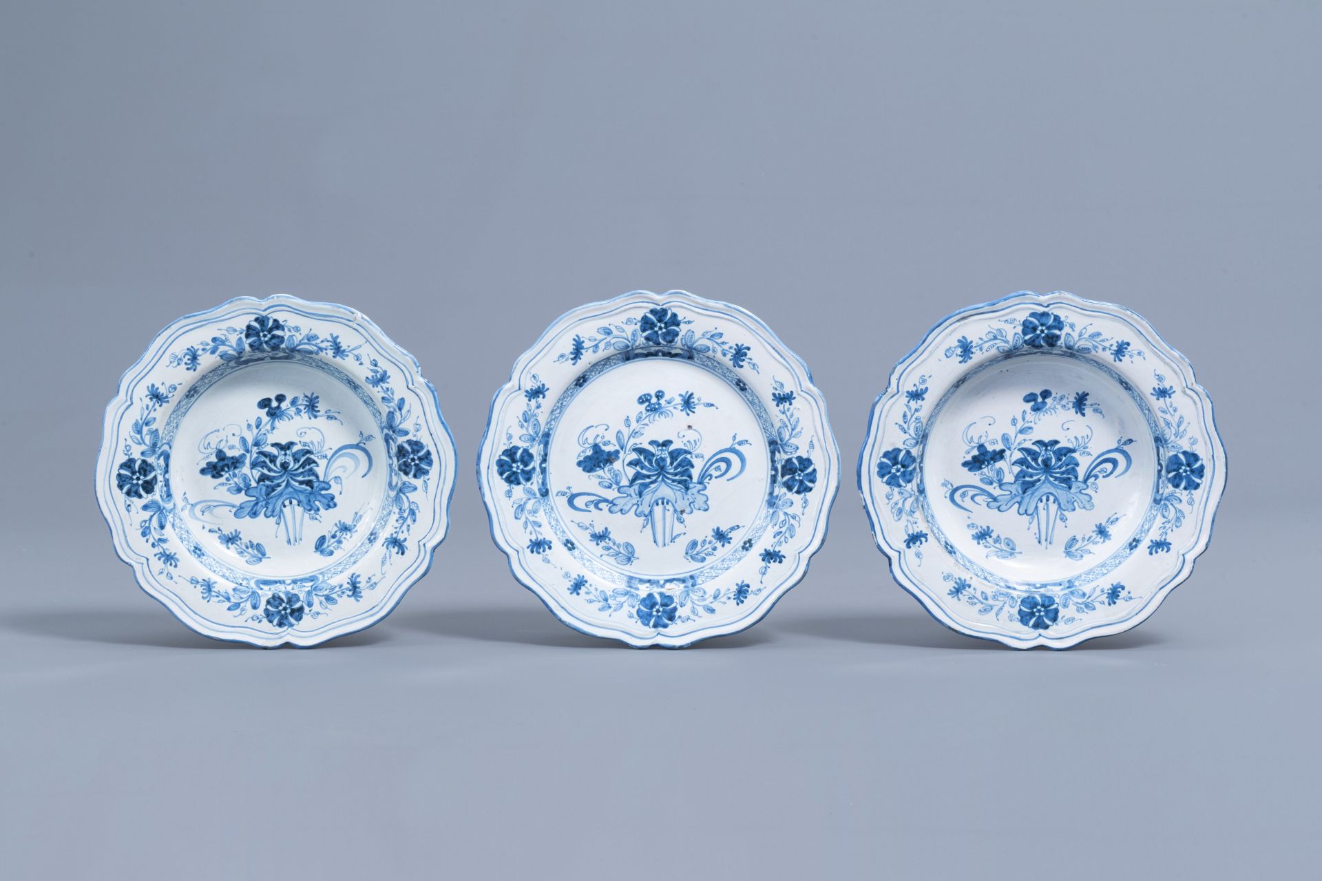 Six Italian blue and white deep plates and four flat plates, Ferniani, Milan, 18th C. - Image 11 of 14