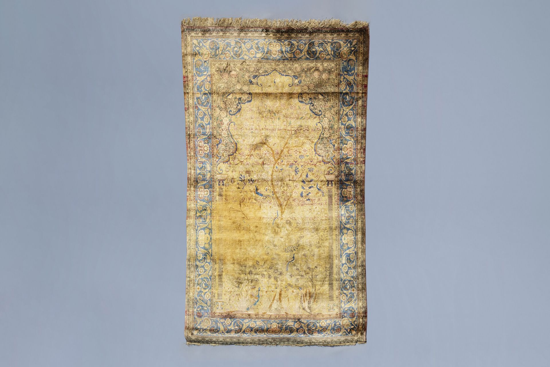 An Oriental Ghom 'Tree of life' rug, silk on cotton, Iran, 19th/20th C.