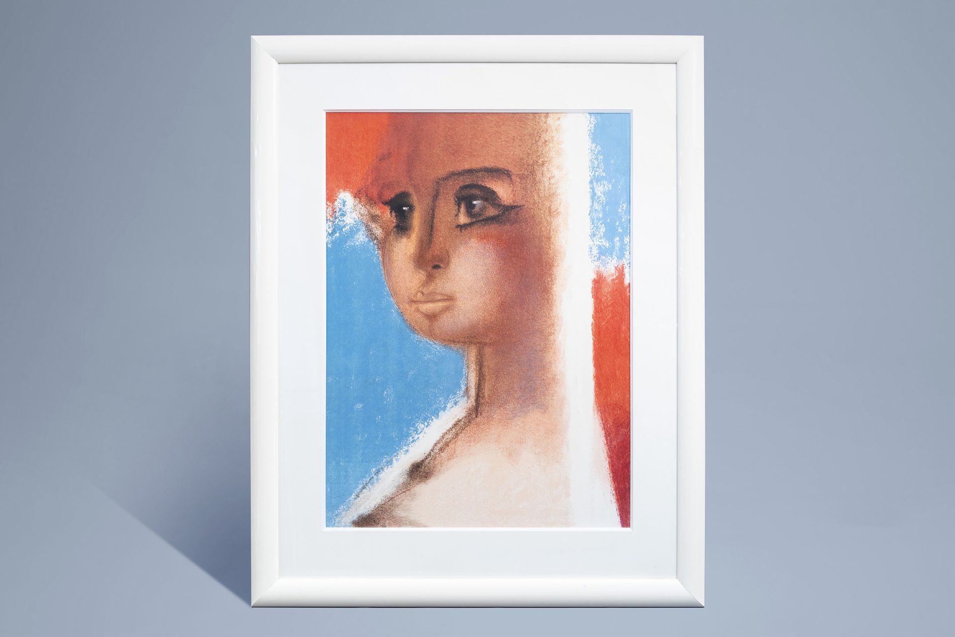 Roger Somville (1923-2014): Portrait of a young lady, lithograph in colours - Image 2 of 3