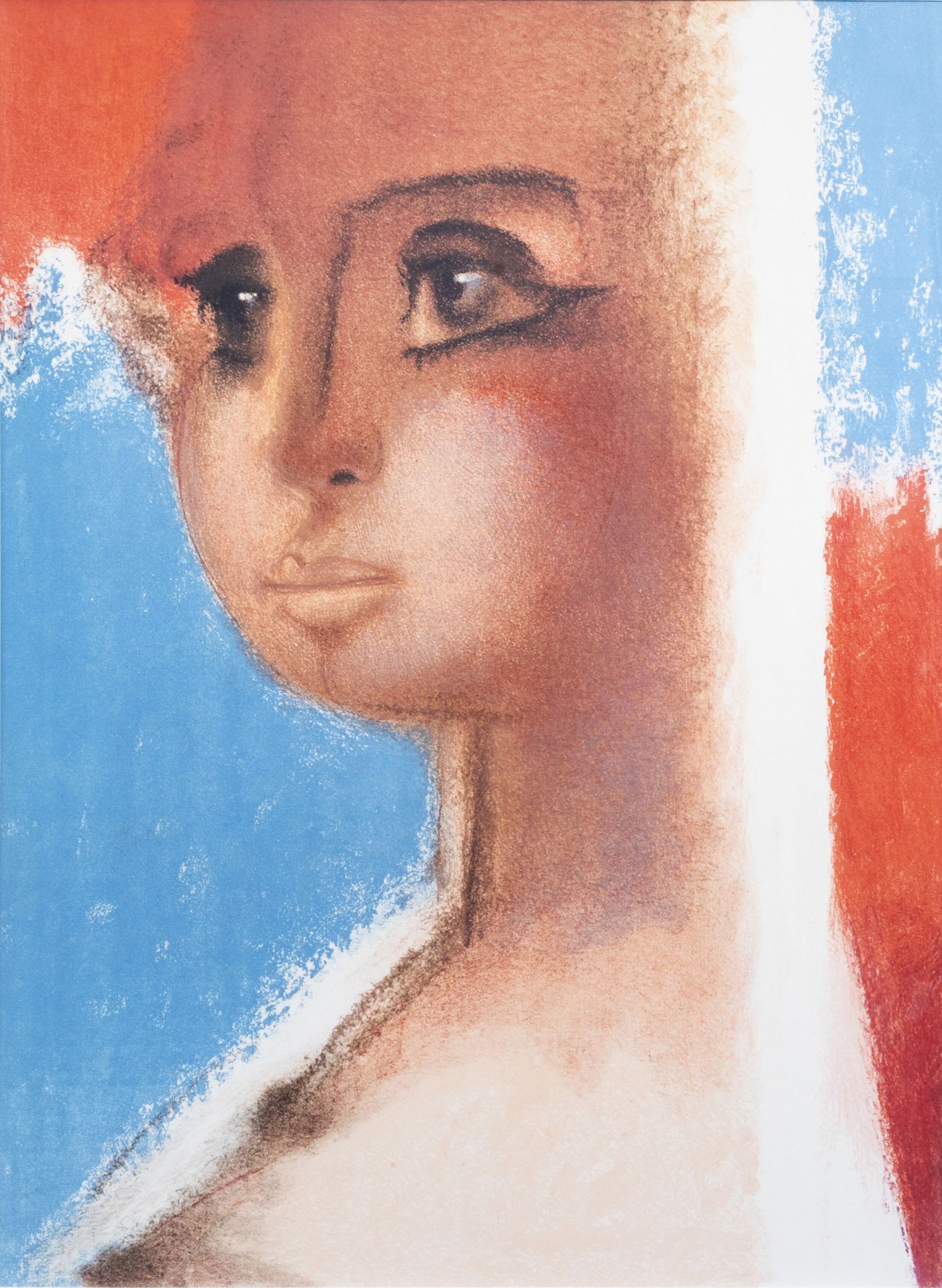 Roger Somville (1923-2014): Portrait of a young lady, lithograph in colours