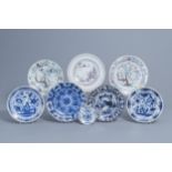 Eight various Dutch Delft blue, white, polychrome and manganese chargers, 17th C. and later