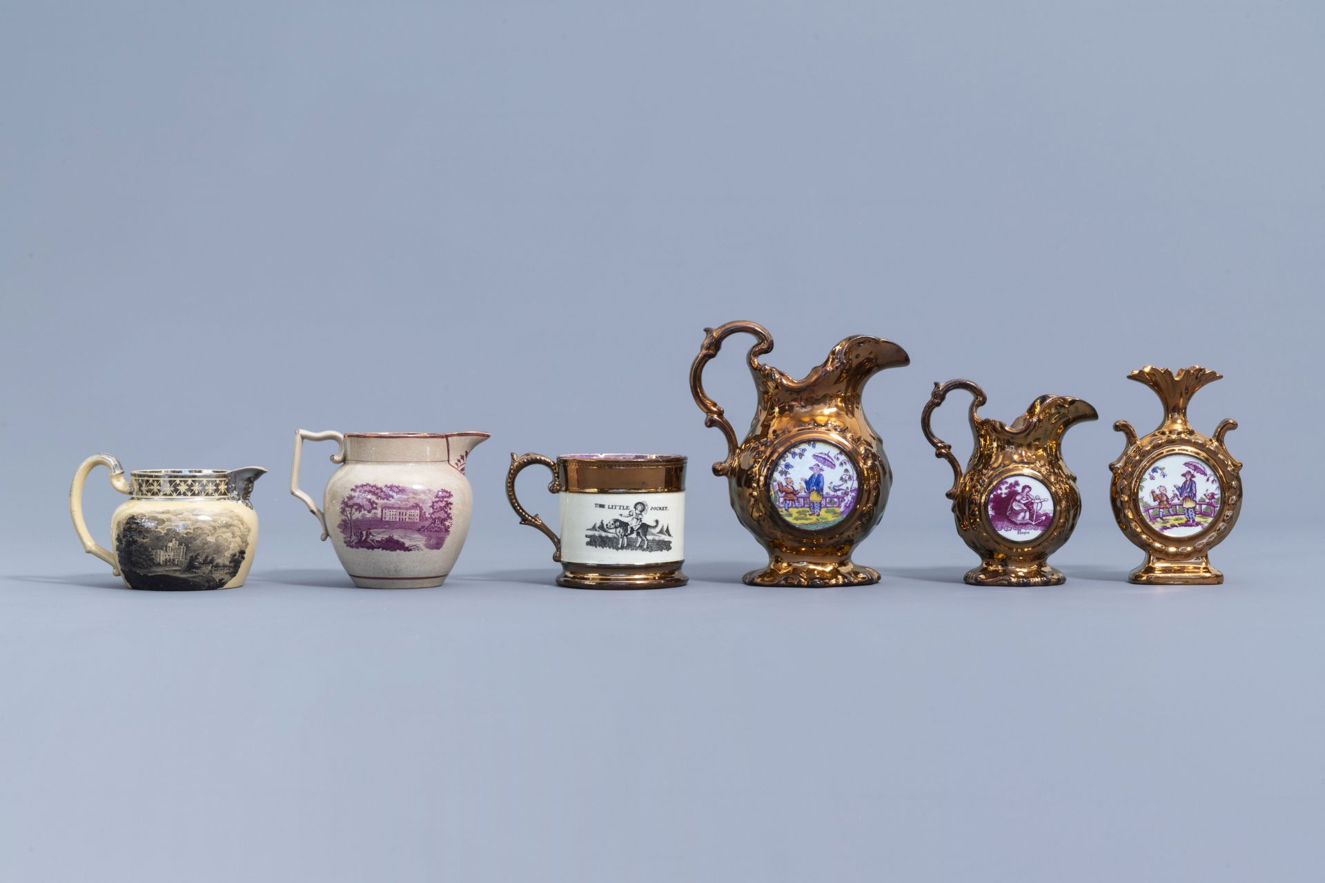 A varied collection of English lustreware items, 19th C. - Image 32 of 42