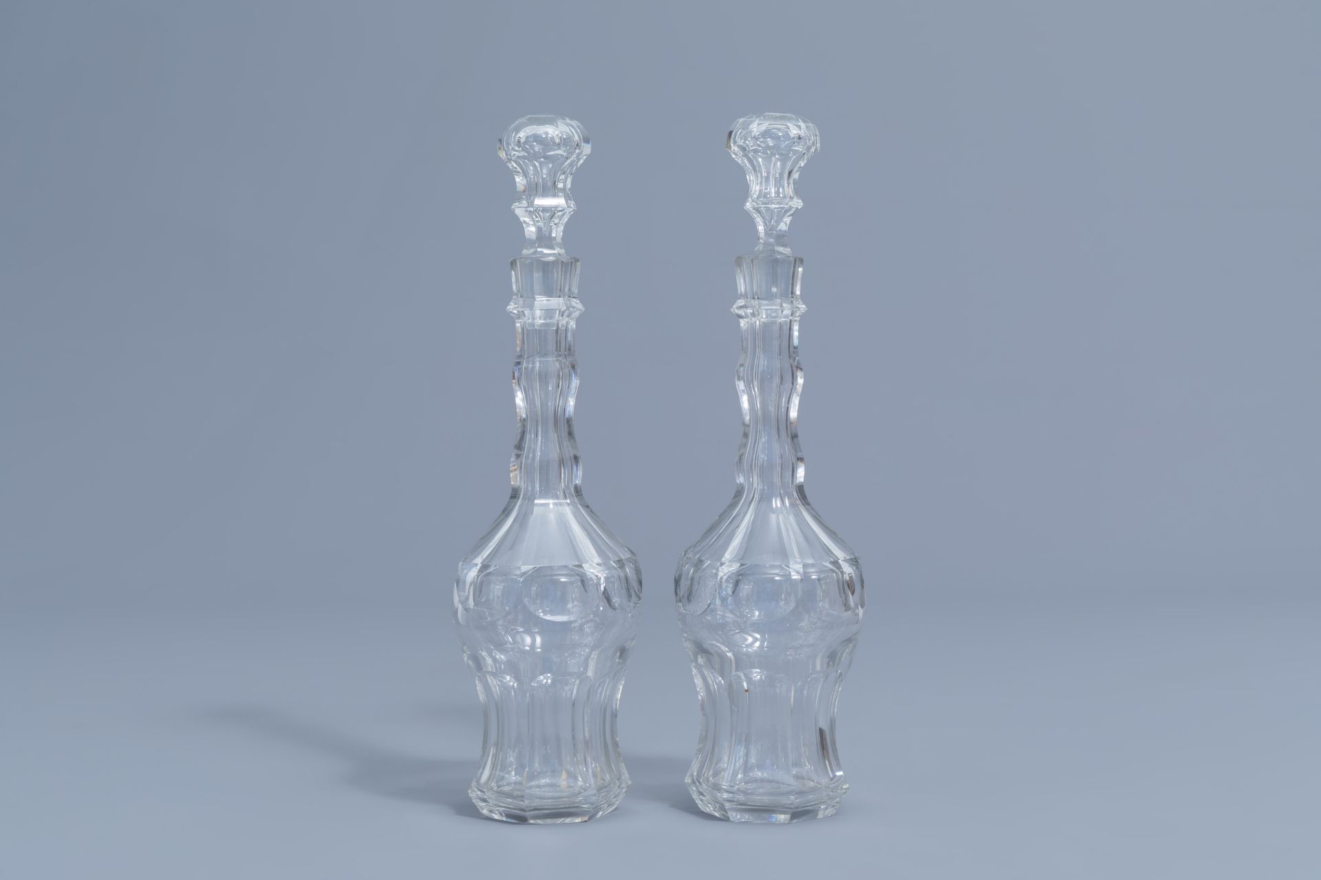 Five glass and crystal carafes, a.o. Verre de Lige, 18th C. and later - Image 10 of 17