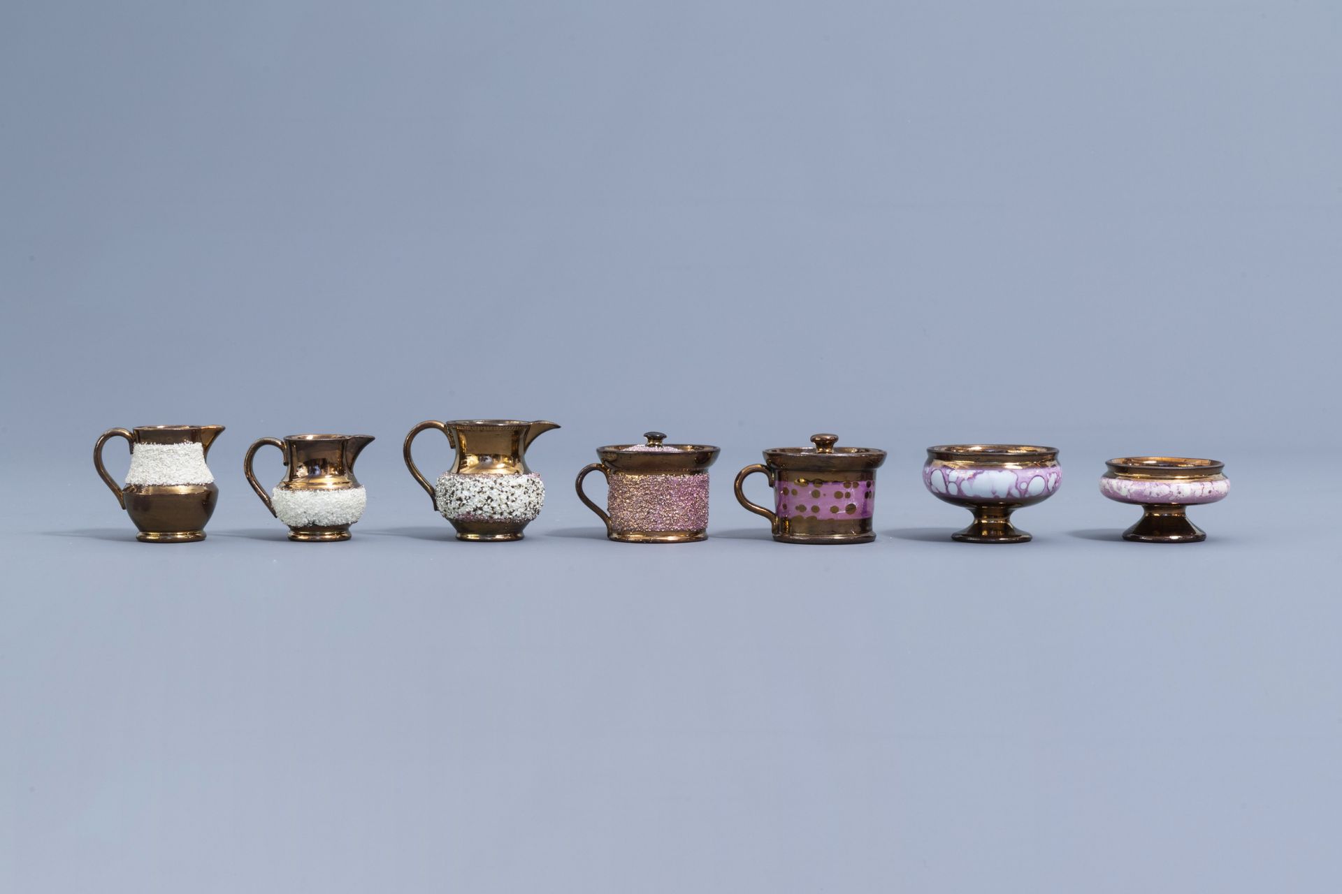 A varied collection of English lustreware items, 19th C. - Image 3 of 42