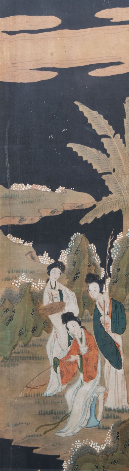 Chinese school, ink and colours on silk, 19th C.: Three mythological scenes - Image 5 of 7