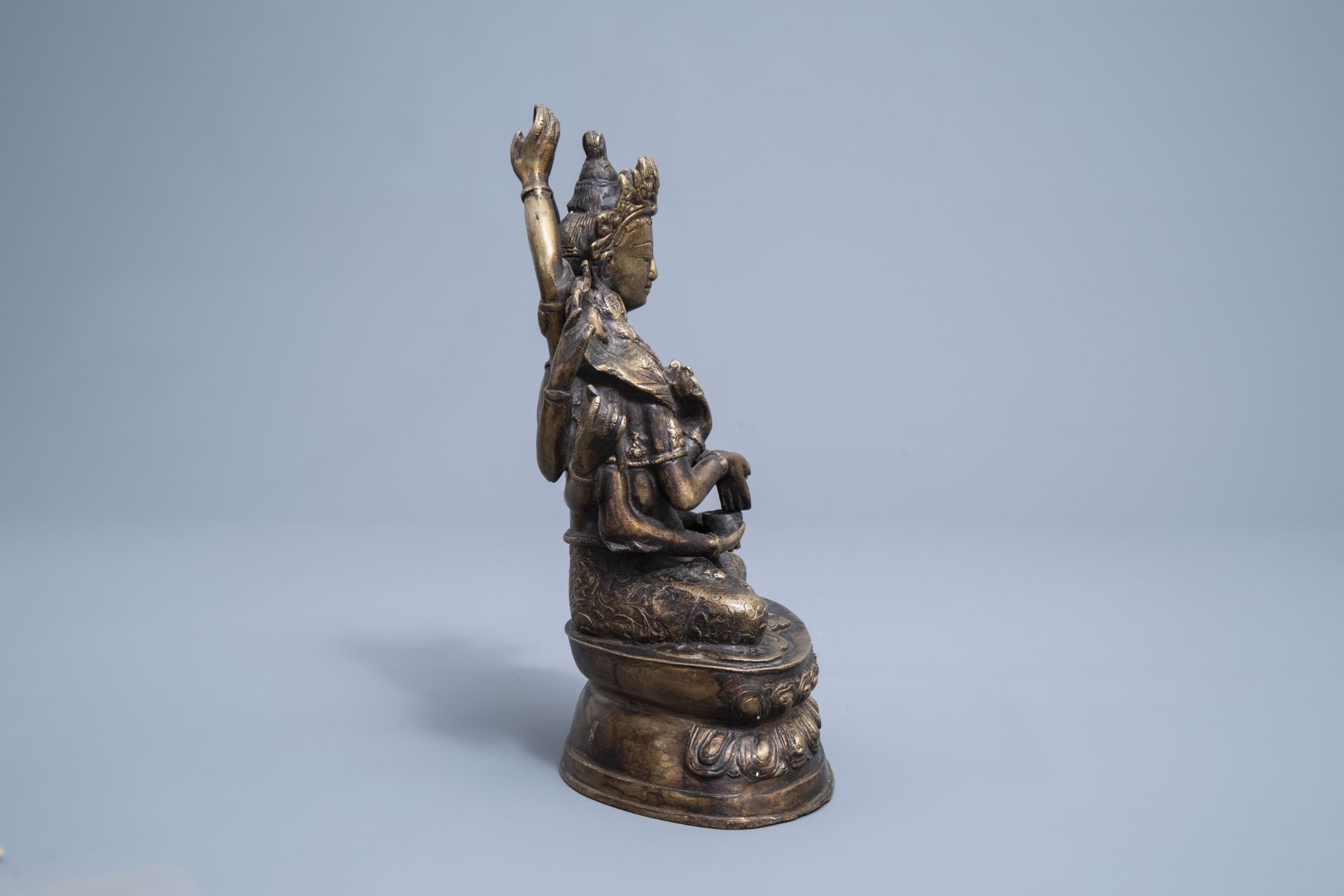 Three large Indian bronze figures depicting Ganesha and Shiva, 20th C. - Image 9 of 13