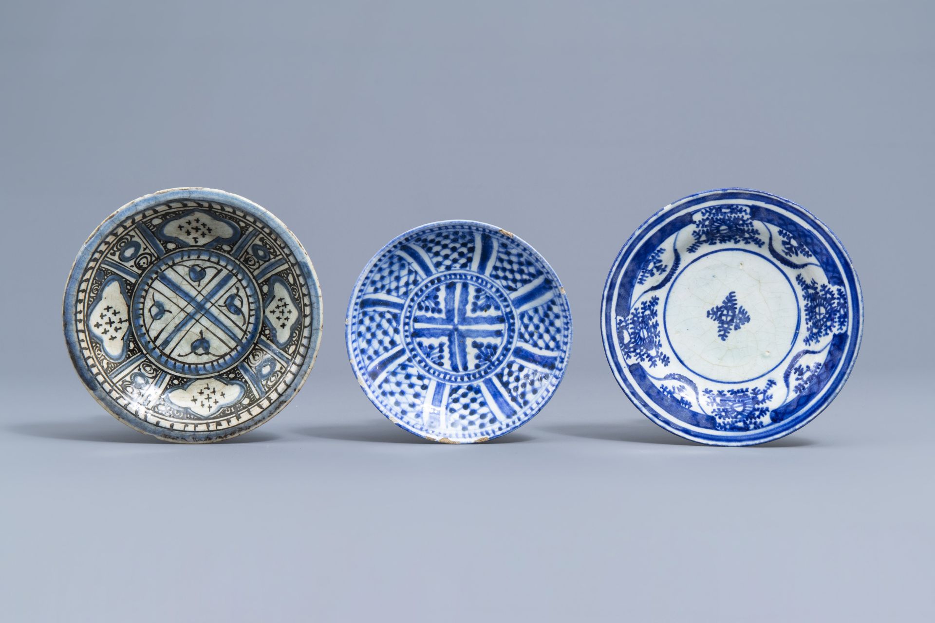 Eight blue and white Persian pottery wares, including Safavid and Qajar, 17th C. and later - Image 2 of 17