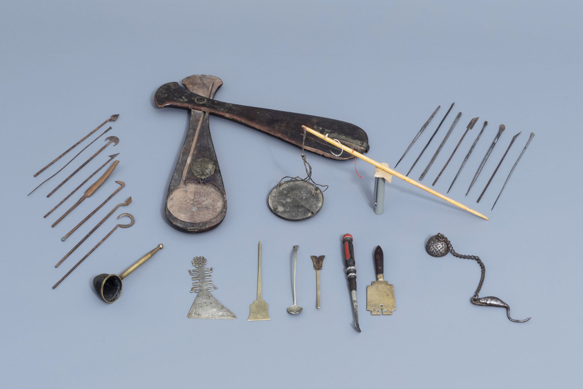 A large and varied collection of opium tools, China, 19th/20th C.