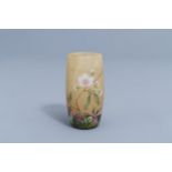 A French Art Nouveau etched overlay glass vase with floral design, Daum Nancy, first half of the 20t