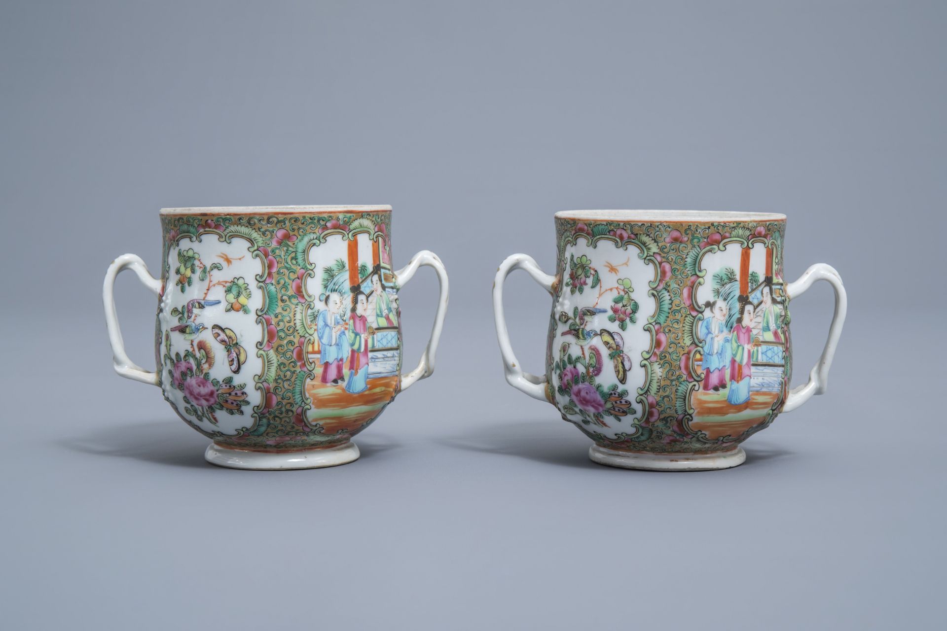 A varied collection of Chinse Canton and famille rose porcelain, 19th C. - Image 10 of 19