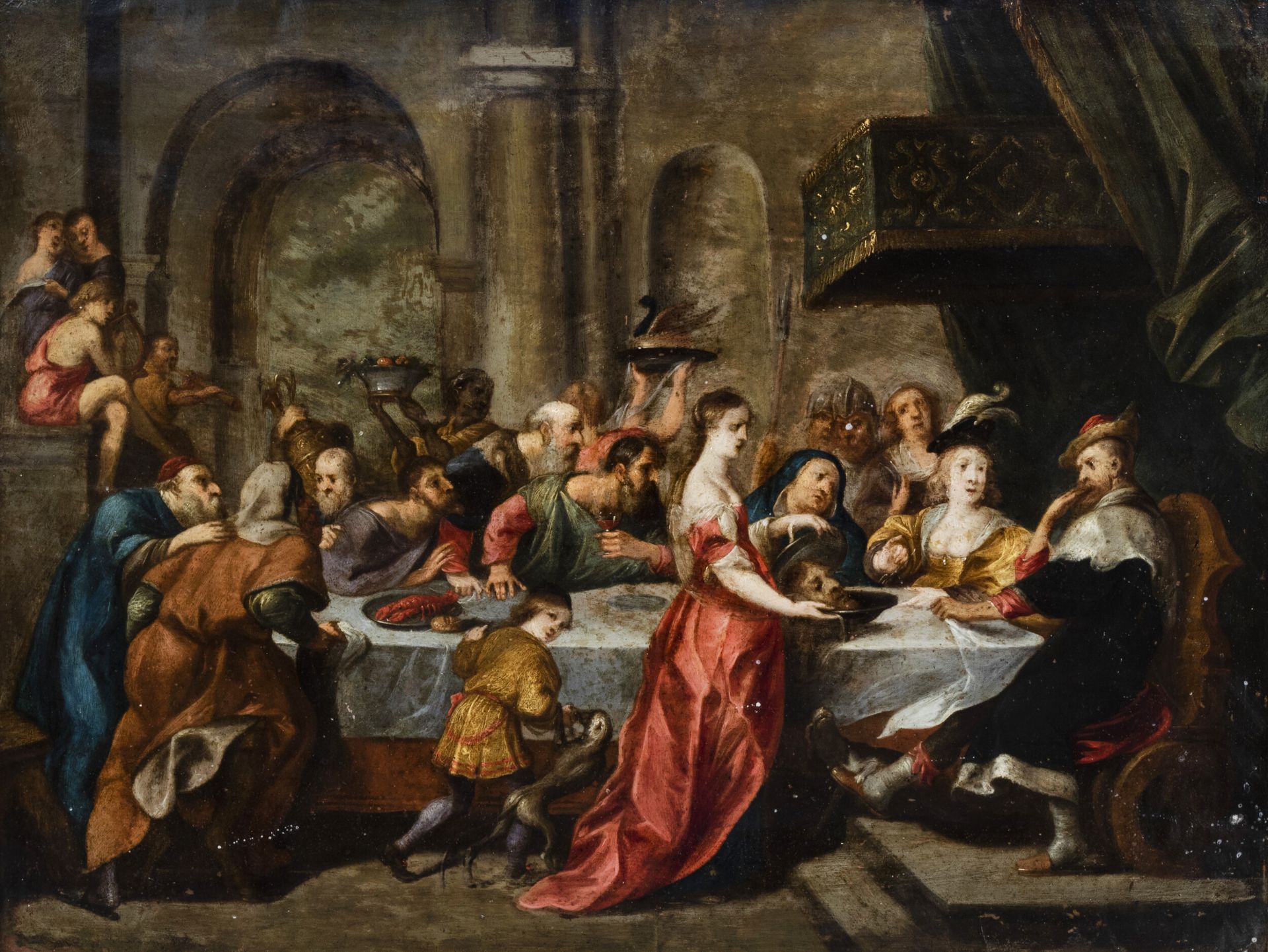 Flemish school, in the manner of Simon De Vos (1603-1676): The feast of Herod, 17th C.
