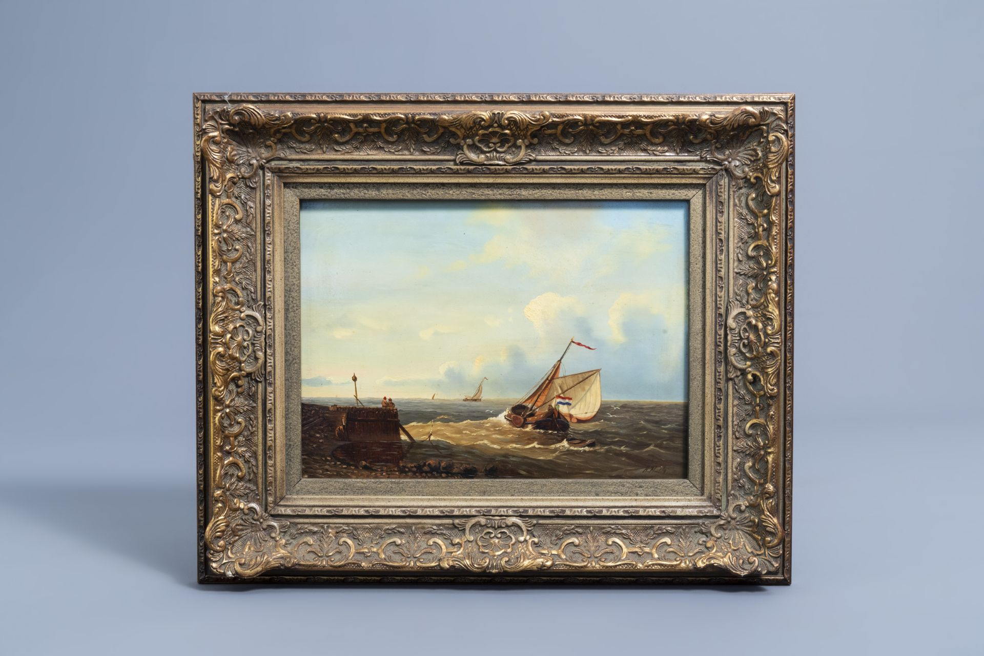 Abraham Hulk I (1813-1897, in the manner of): Marine, oil on panel - Image 2 of 6