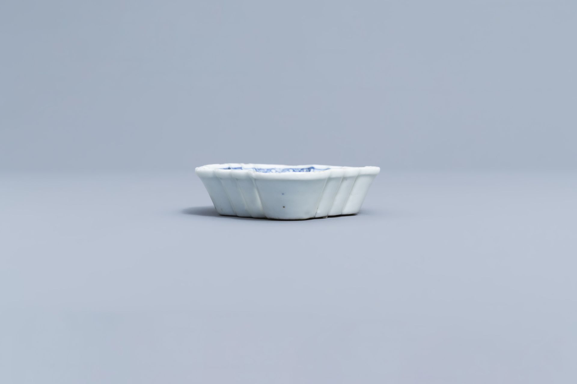 A Chinese blue and white salt and a 'Romance of the Western Chamber' spoon tray, Kangxi - Image 14 of 26