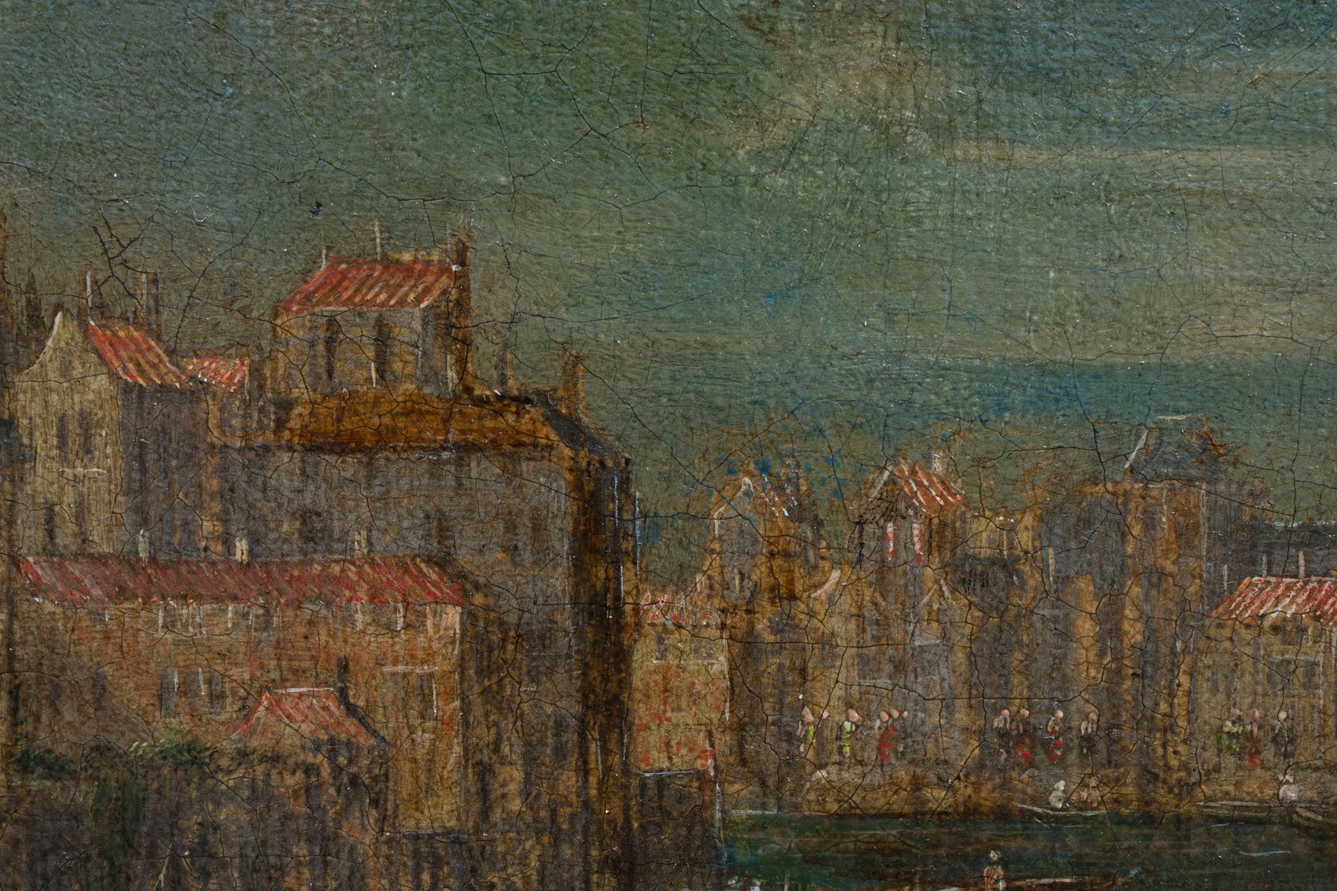 Flemish school, attributed to Peter Casteels II (ca. 1650-1701): Harbor view, 17th/18th C. - Image 6 of 8