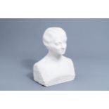 A. Hamois (19th/20th C.): A portrait buste of a lady, white marble