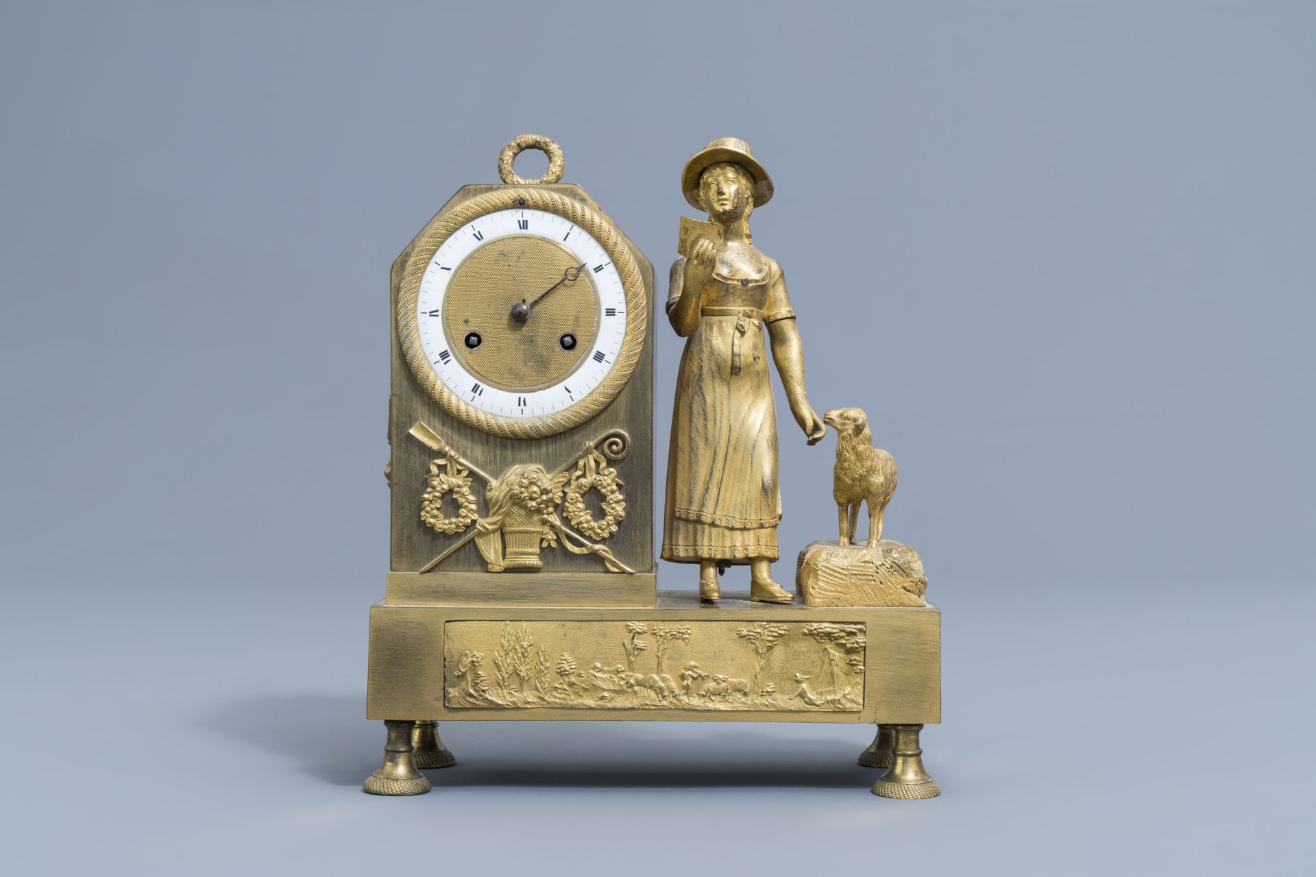 Two French gilt bronze mantel clocks, 19th C. - Image 11 of 18