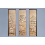 Three Chinese framed prints with cultivation scenes, 19th/20th C.