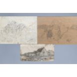 Modest Huys (1874-1932): Three various drawings, pencil on paper