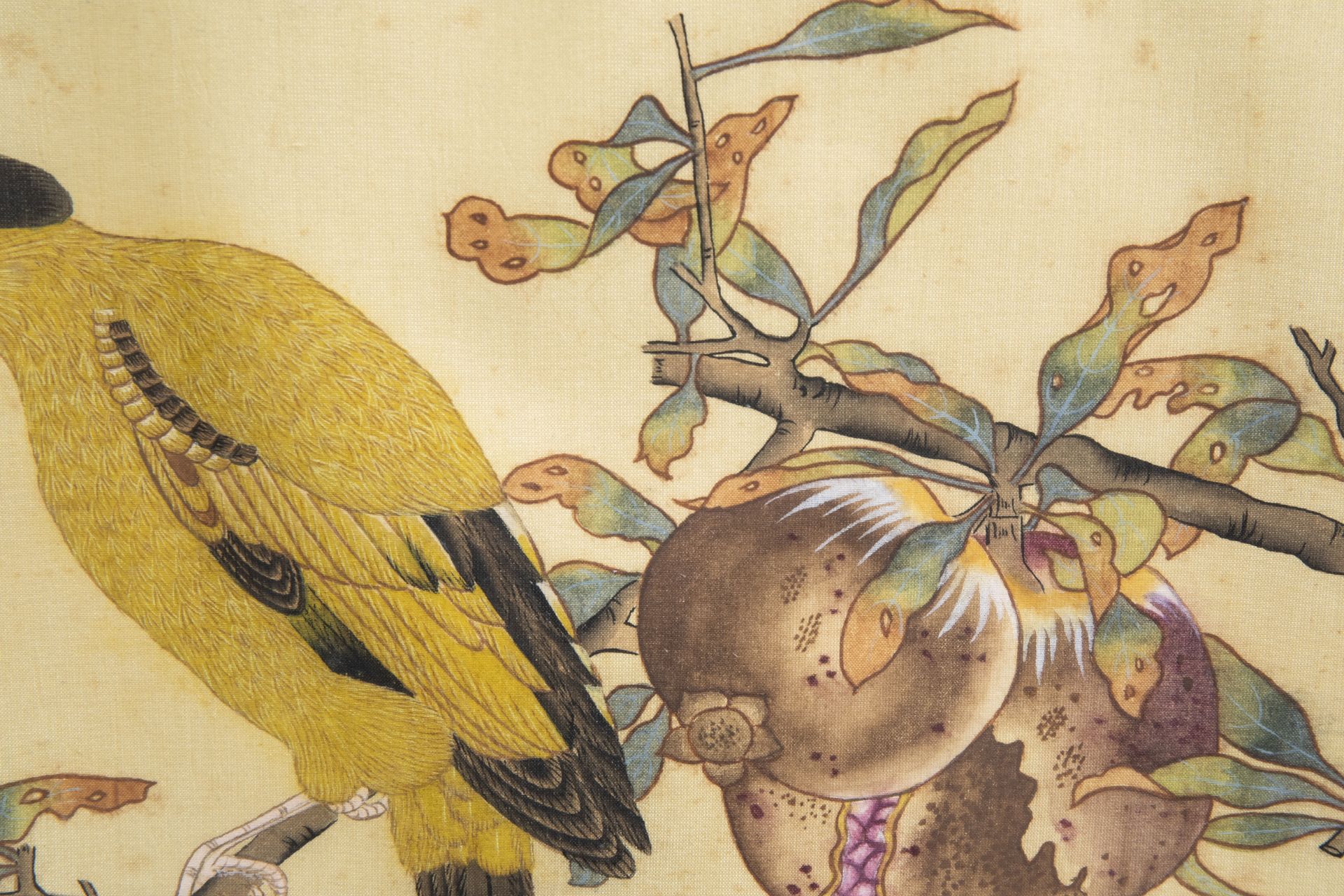 Chinese school, ink and colours on silk, 19th/20th C.: Ten paintings of birds between blossoms - Image 55 of 62