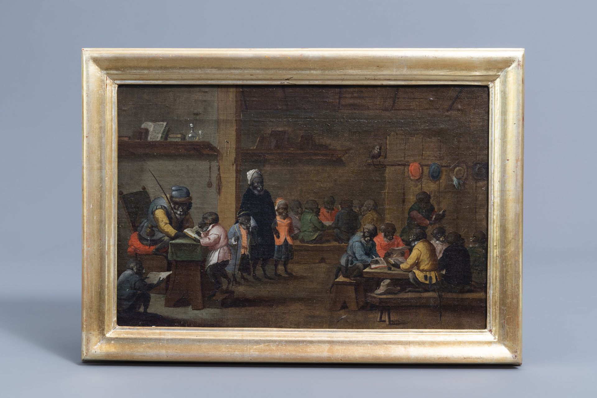 Flemish school: Singerie scene with monkeys, oil on canvas, 17th C. - Image 2 of 5