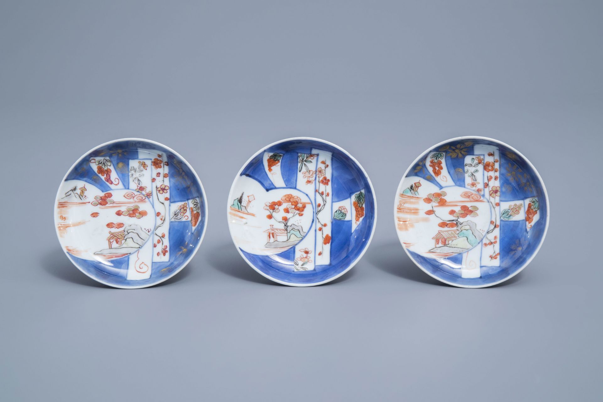 Three Chinese verte-Imari stem cups, Kangxi - Image 13 of 16