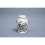 A Chinese famille rose 'rooster' tea caddy, Yongzheng