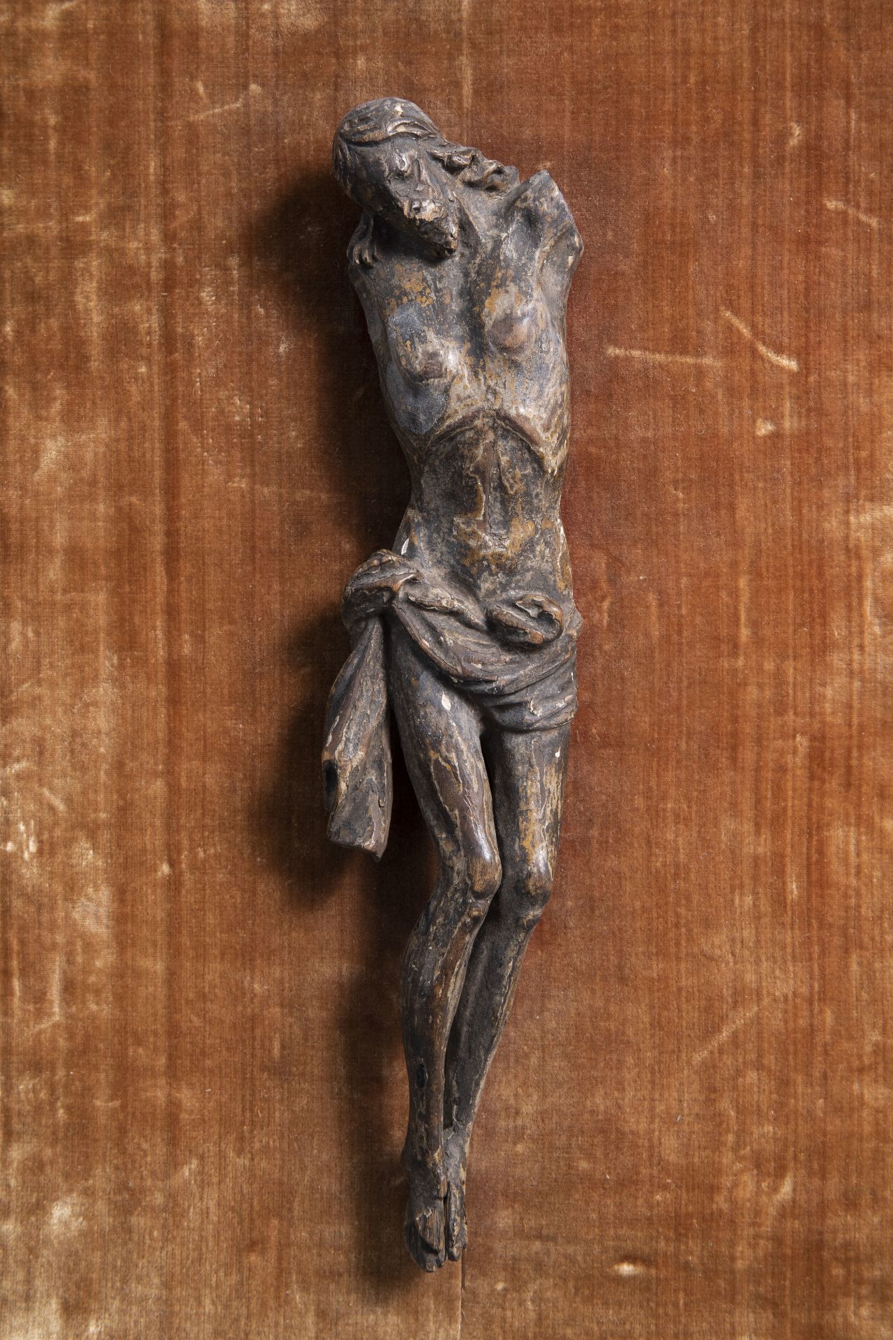 A carved and patinated wooden Corpus Christi, the Low Countries, 17th C.