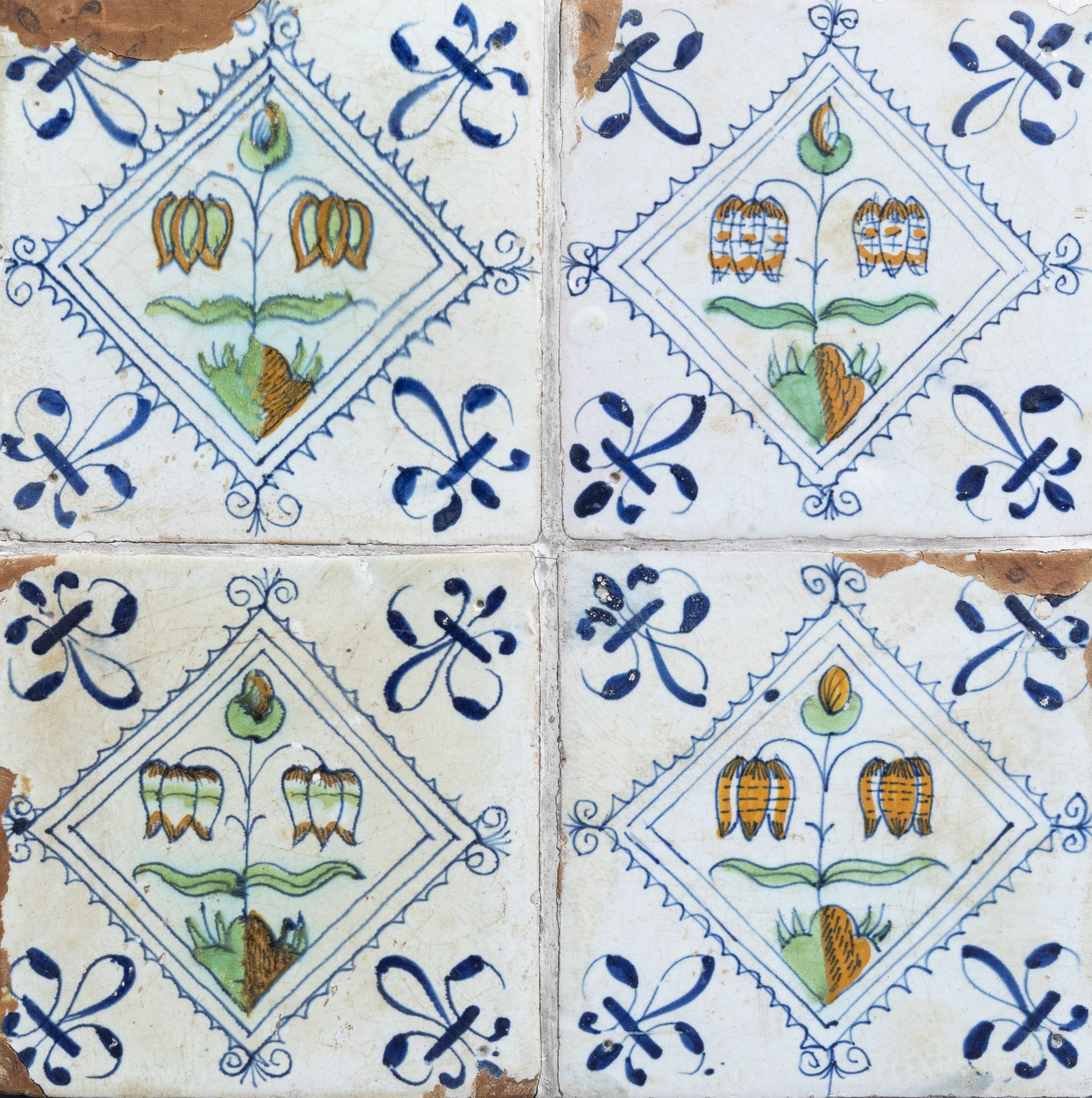Sixteen Dutch Delft polychrome tiles with floral design, 17th C. - Bild 5 aus 9