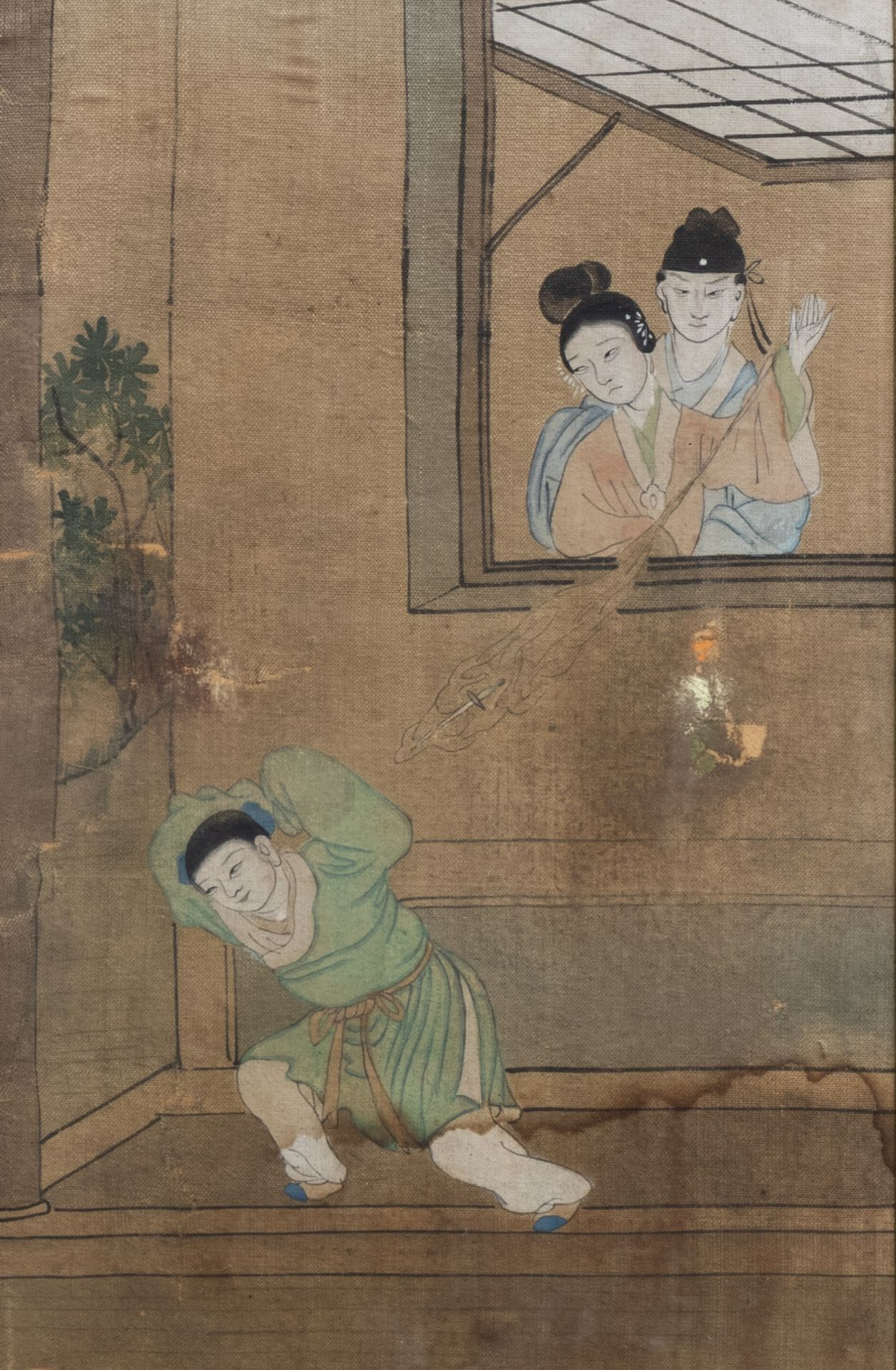 Chinese school, ink and colours on silk and pith paper, 18th/19th C.: Various paintings with figures - Image 11 of 12