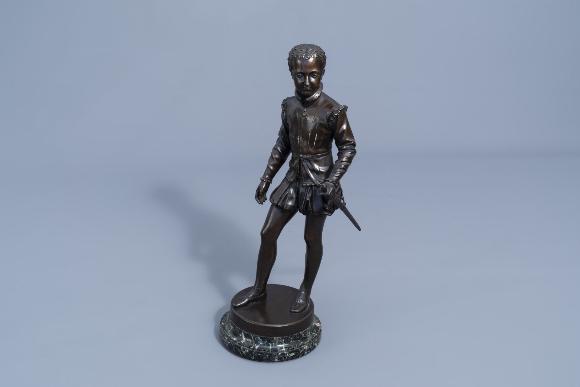 Franois Joseph Bosio (1768-1845, after): 'Henri IV', bronze on vert de mer marble base, 19th/20th C