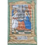 An illuminated miniature on parchment depicting the Annunciation, France, 16th C.