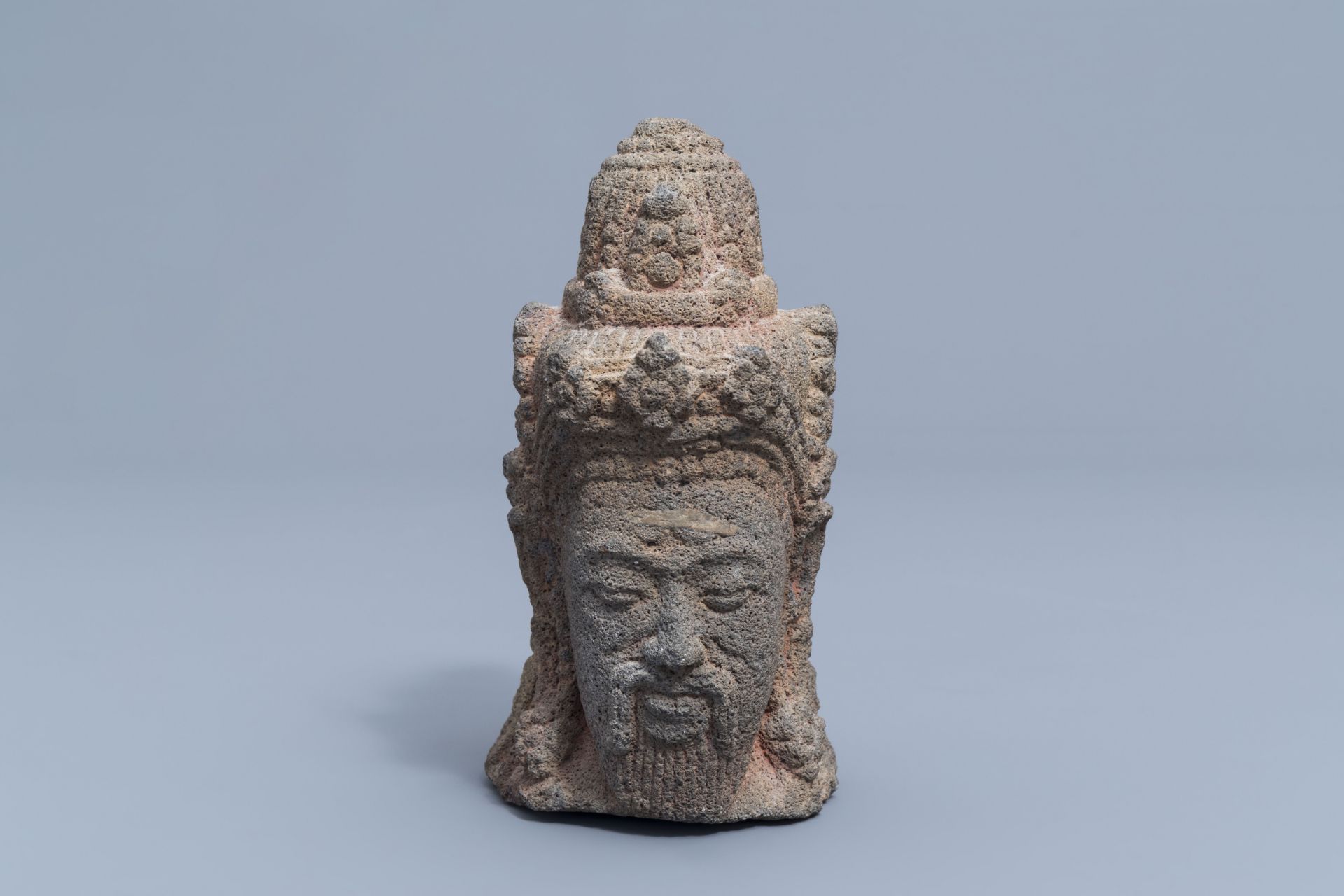 A lava stone scholar's head and a bronze figure of a Buddha, Southeast Asia, 19th/20th C. - Image 9 of 13