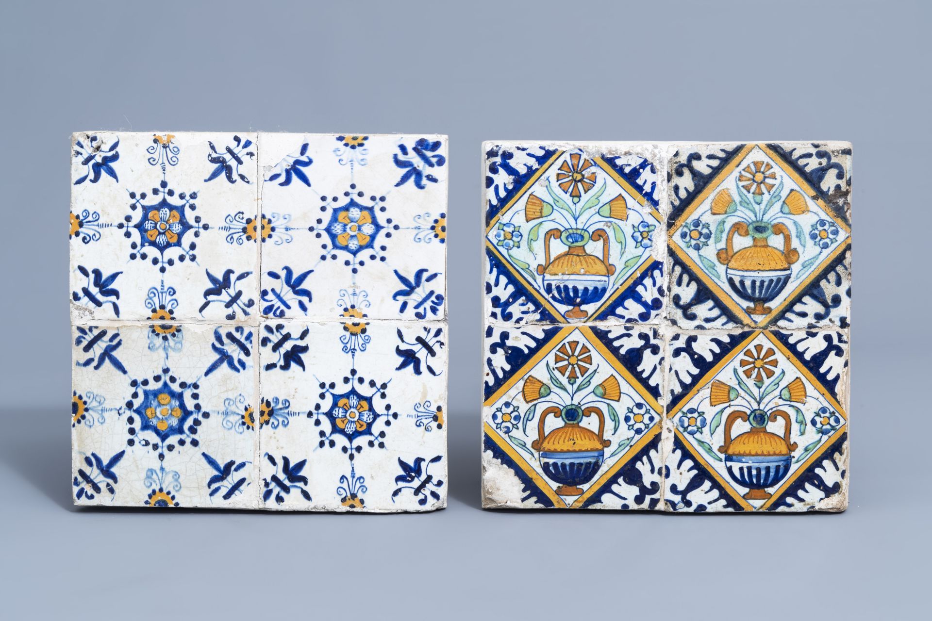 Sixteen Dutch Delft polychrome tiles with floral design, 17th C. - Bild 6 aus 9