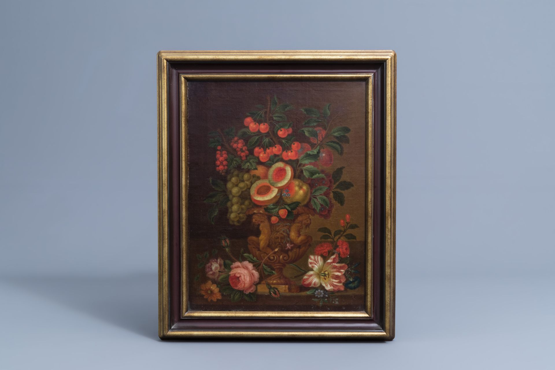 European school: Still life of flowers, oil on canvas, 19th C. - Image 2 of 6