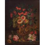 European school: Still life of flowers, oil on canvas, 19th C.