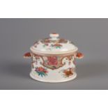 A Chinese famille rose bowl and cover with shell handles, Qianlong