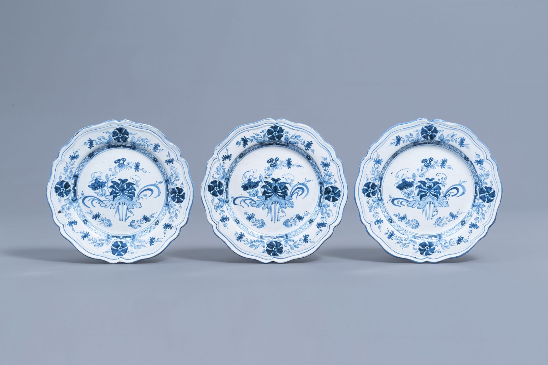 Six Italian blue and white deep plates and four flat plates, Ferniani, Milan, 18th C. - Image 8 of 14