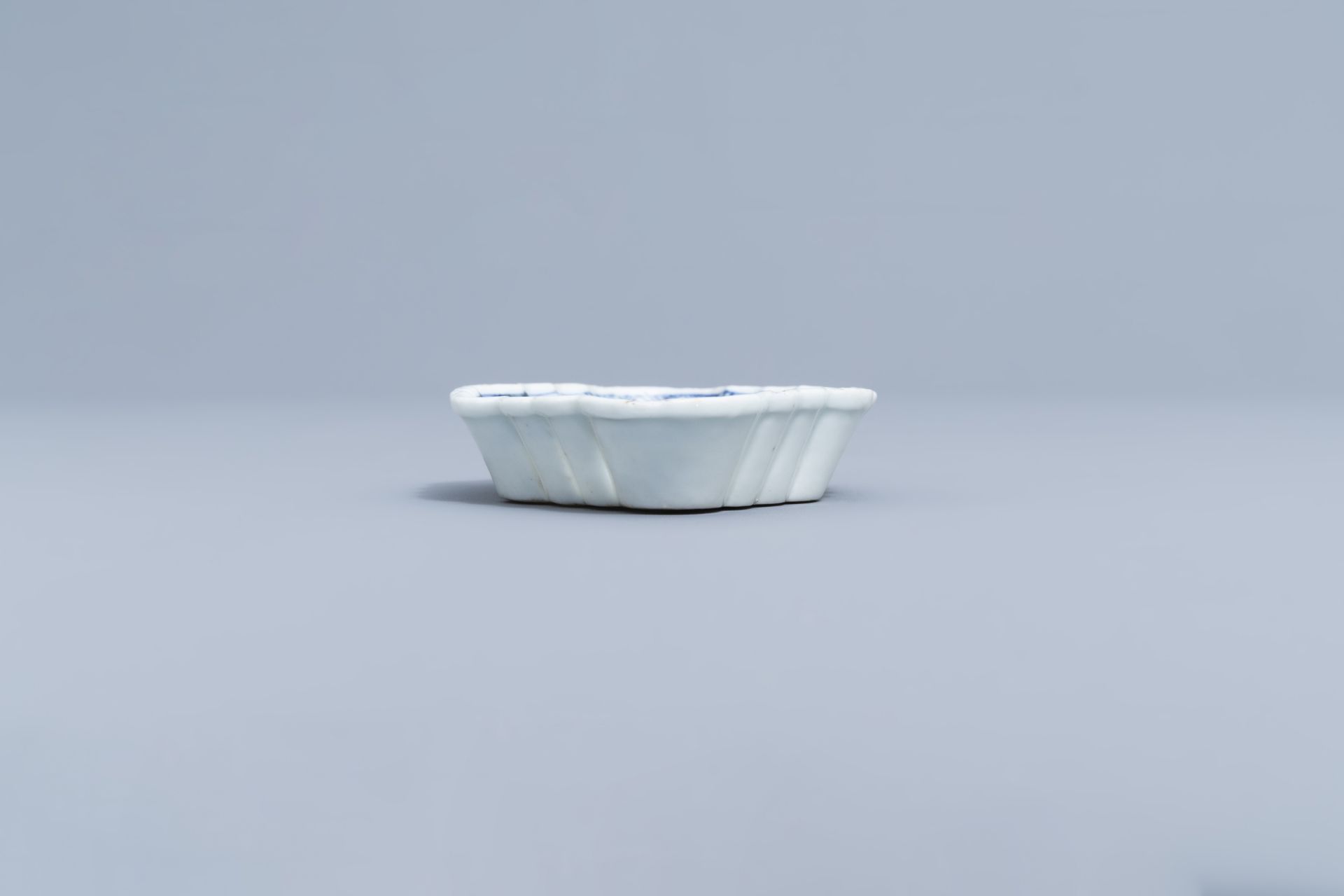 A Chinese blue and white salt and a 'Romance of the Western Chamber' spoon tray, Kangxi - Image 11 of 26