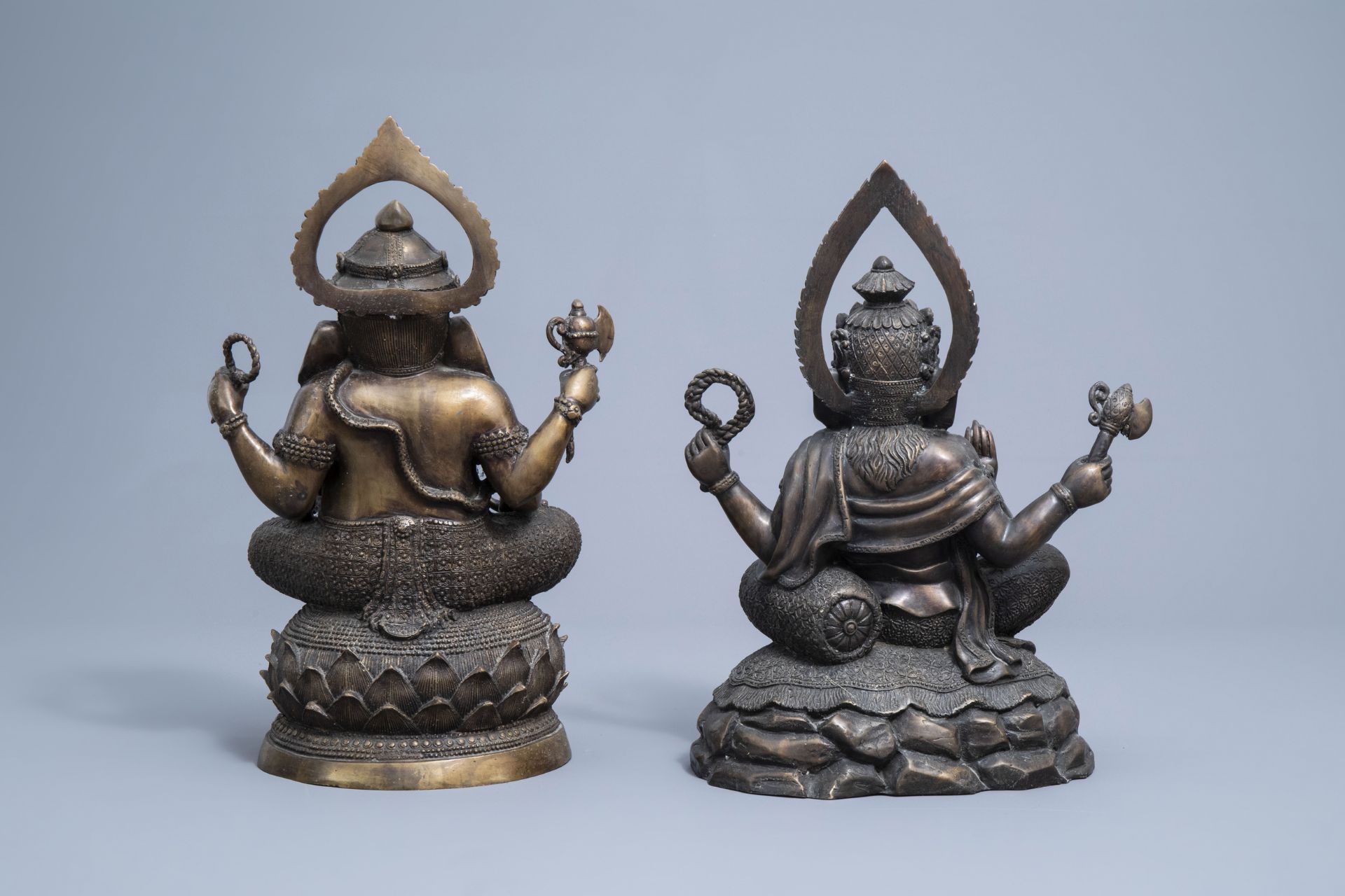 Three large Indian bronze figures depicting Ganesha and Shiva, 20th C. - Image 4 of 13