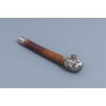 A Chinese bamboo silver and copper mounted opium pipe, 19th C.
