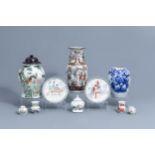 A varied collection of Chinese famille rose, iron red and blue and white porcelain, 19th/20th C.