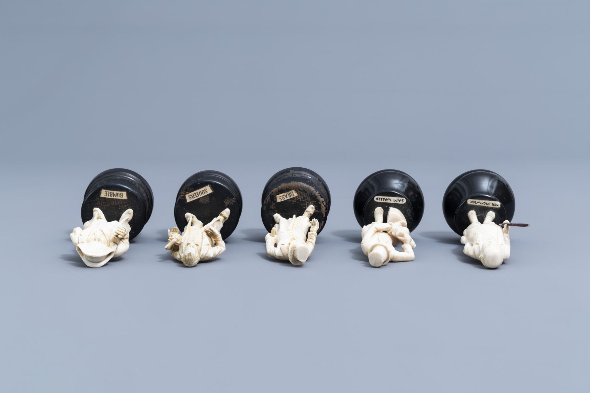 Five carved ivory figures of Charles Dickens 'Pickwick Papers' characters, prob., Dieppe, late 19th - Image 5 of 8