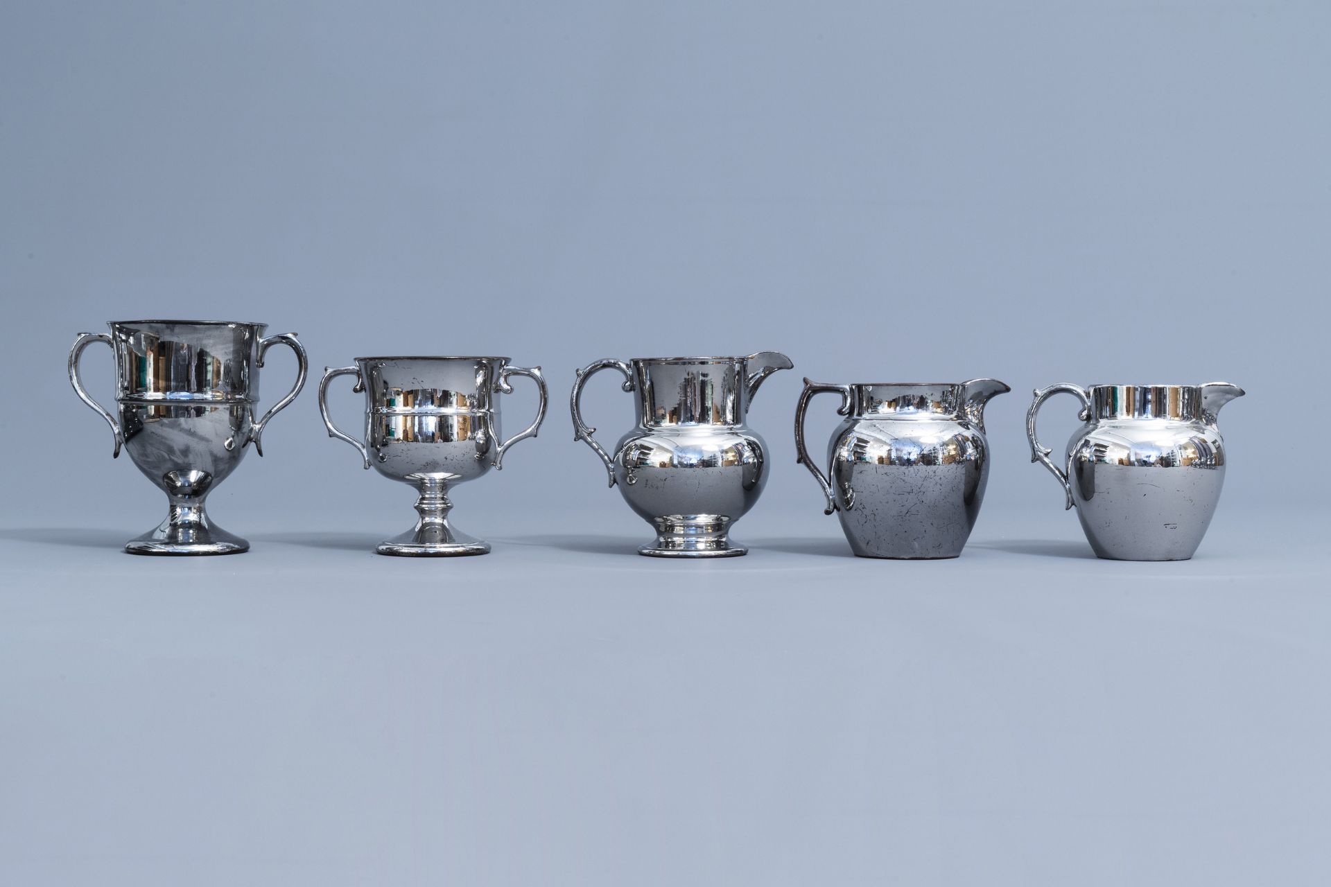 A varied collection of English silver lustreware items, 19th C. - Image 19 of 54